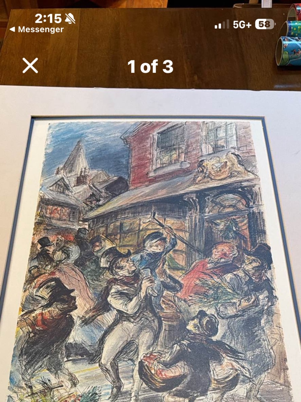 Festive Holiday Street Scene Art Print —autographed by John Groth